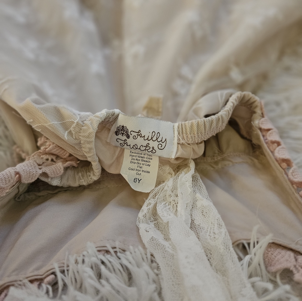 Beautiful Frilly Frocks by Haute Baby lace overlay and tie dress size 6